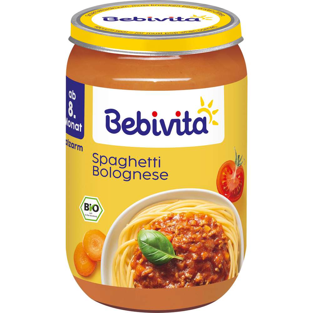 Produktabbildung Bebivita Babynahrung Menü, Spaghetti Bolognese
