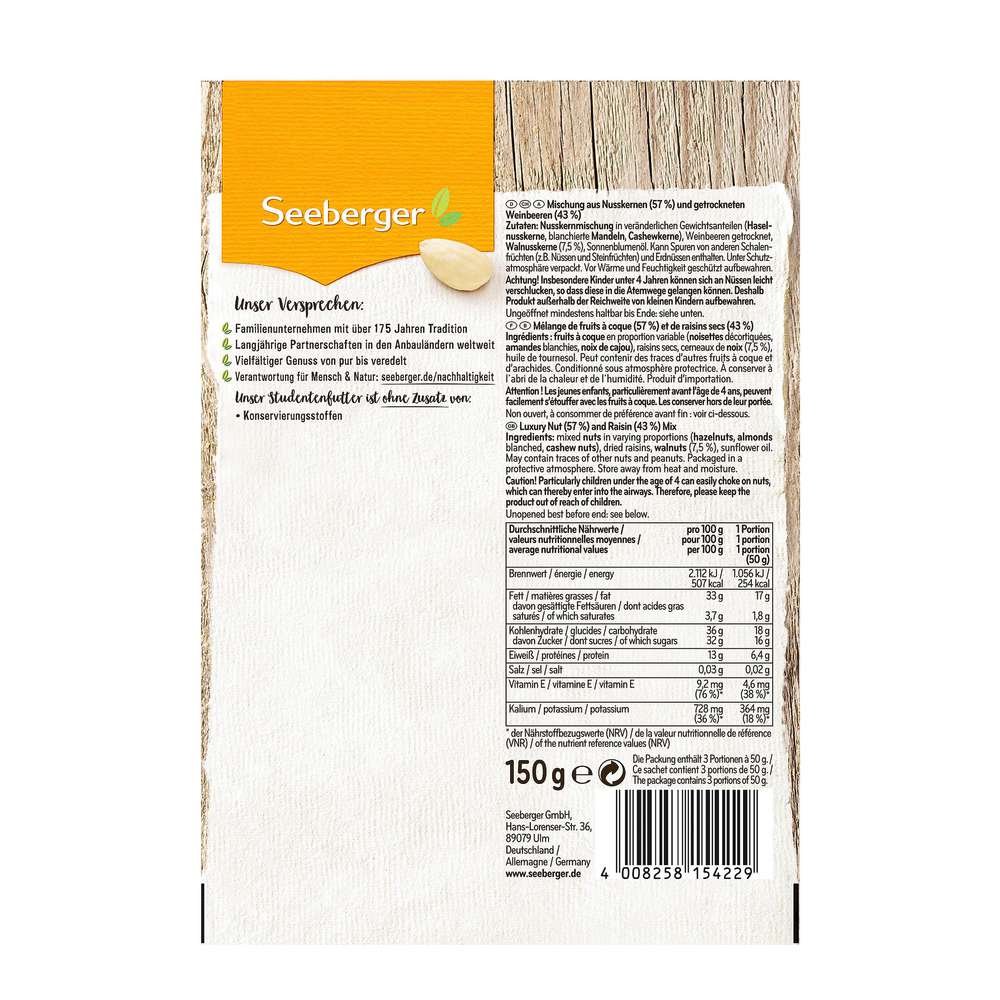 Produktabbildung Seeberger Studentenfutter