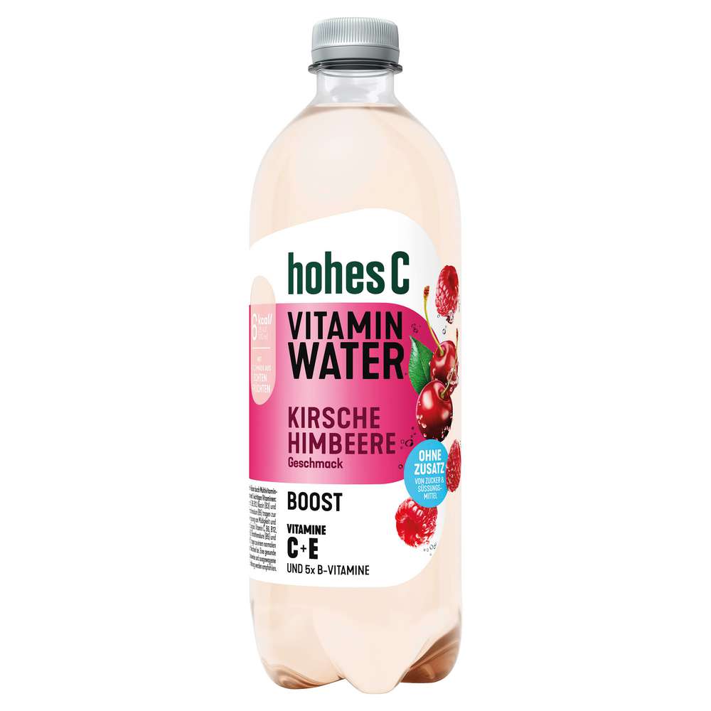 Produktabbildung hohes C Vitamin Wasser Boost, Kirsche-Himbeere