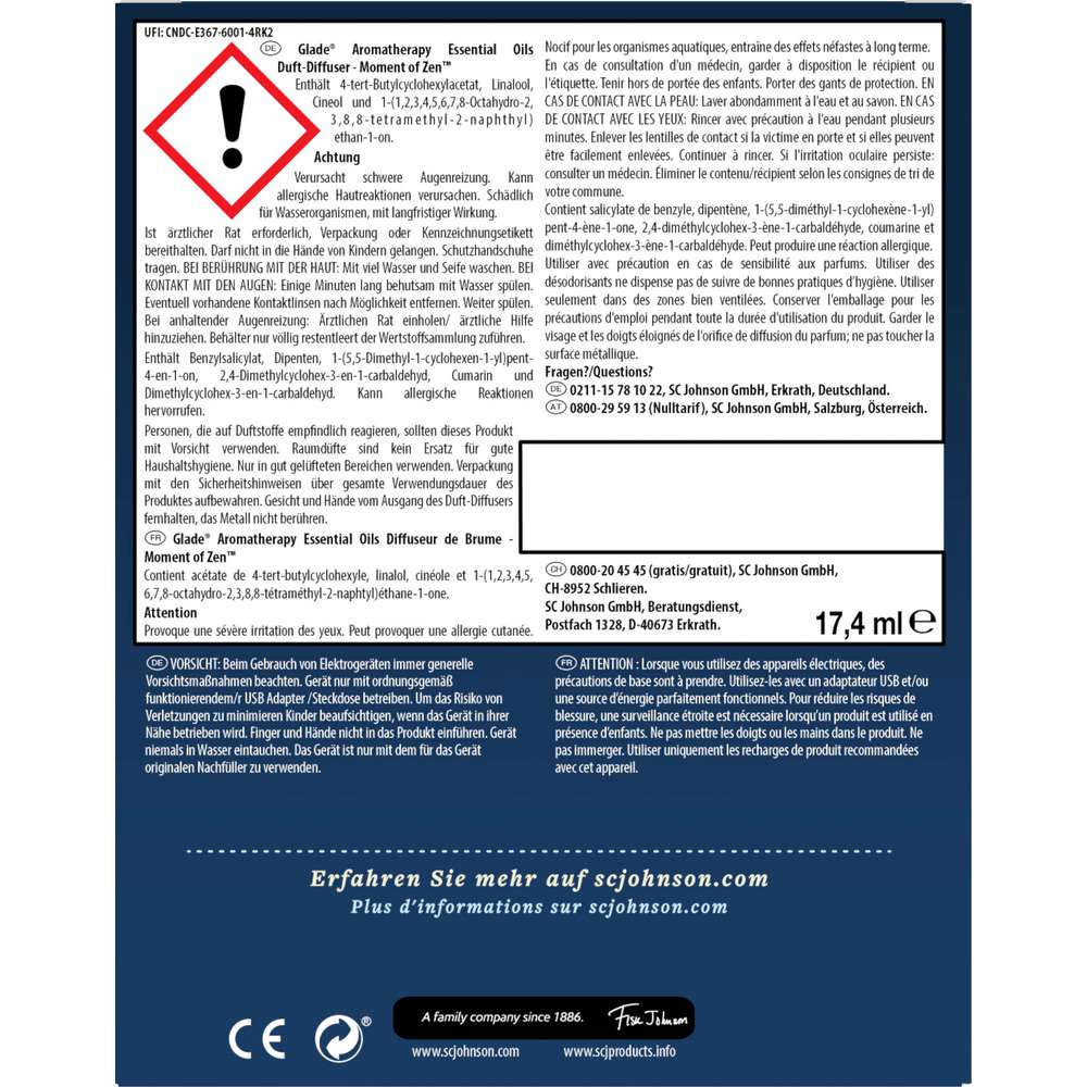 Produktabbildung Glade Duft-Diffuser Aromatherapy, Moment of Zen