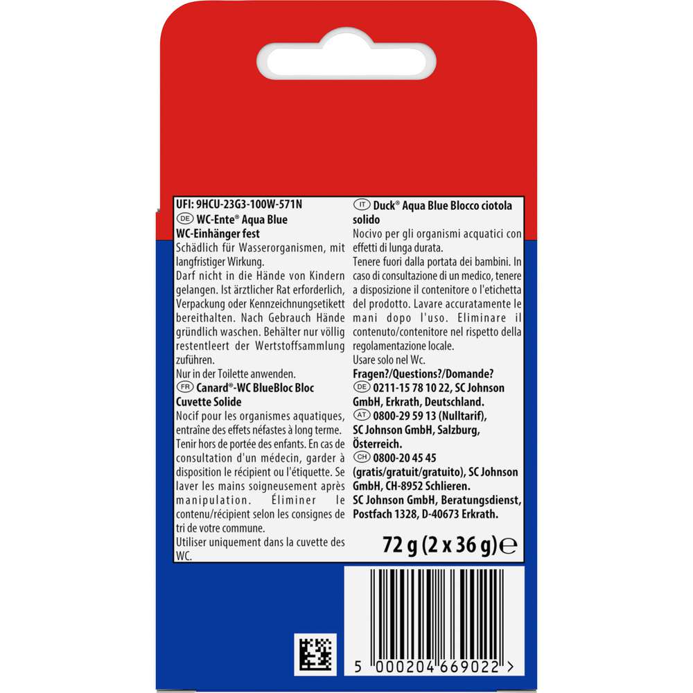 Produktabbildung WC Ente Duftspüler, Aqua Blue, Nachfüller