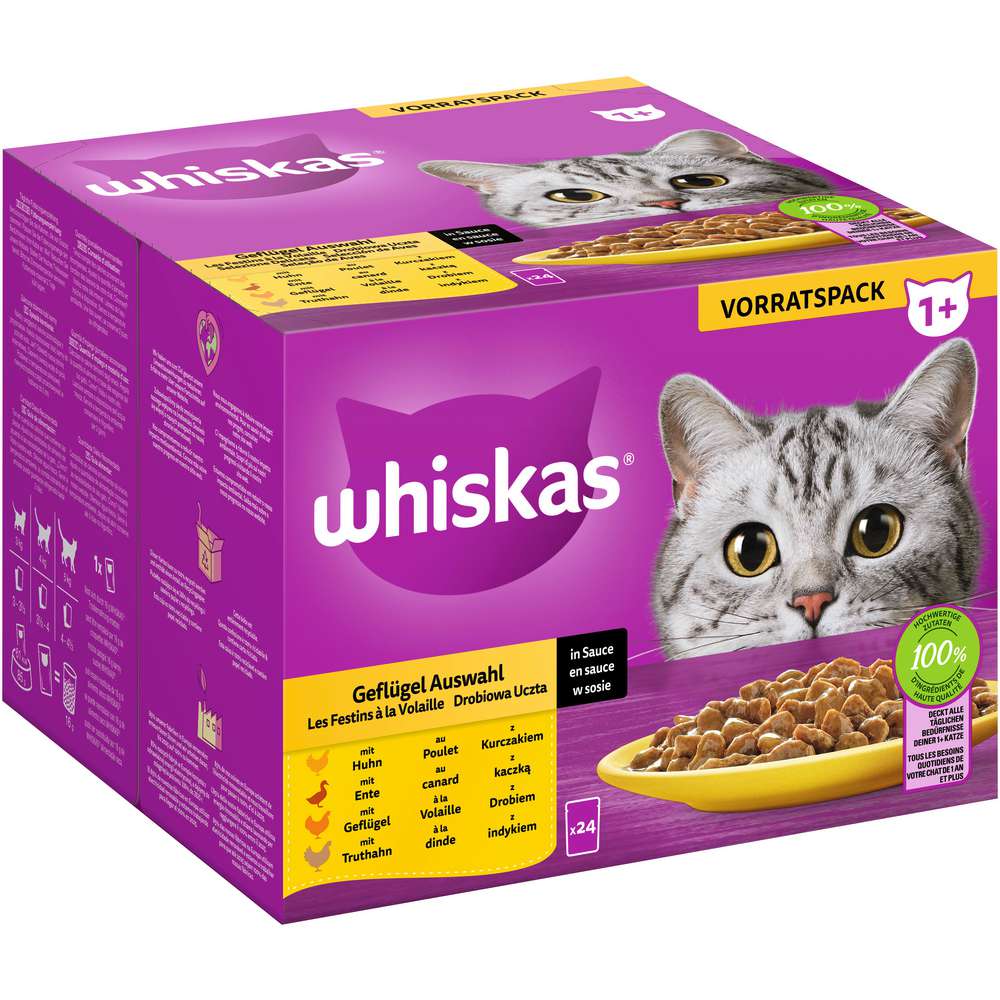 Produktabbildung Whiskas Katzen-Nassfutter, Geflügel in Sauce