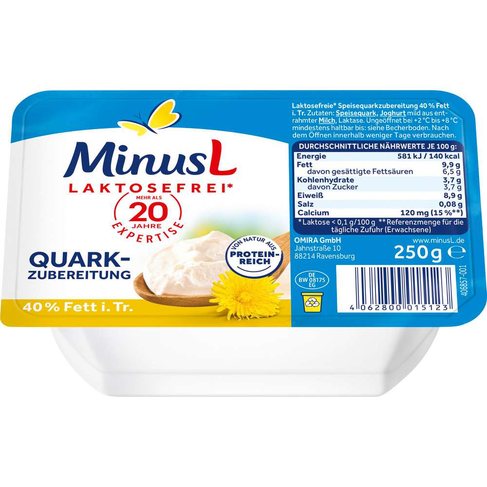 Produktabbildung Minus L Speisequark 40% Fett, laktosefrei