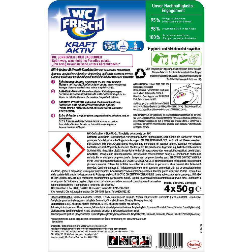 Produktabbildung WC Frisch WC Duftspüler 4er-Set Kraft Aktiv, Tropische Tugenden