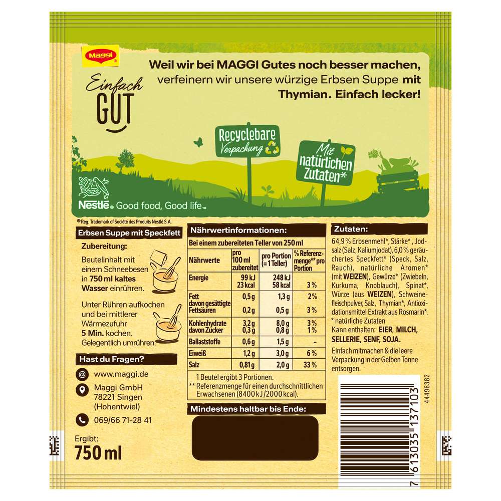 Produktabbildung Maggi Guten Appetit Suppe, Erbsen mit Speck