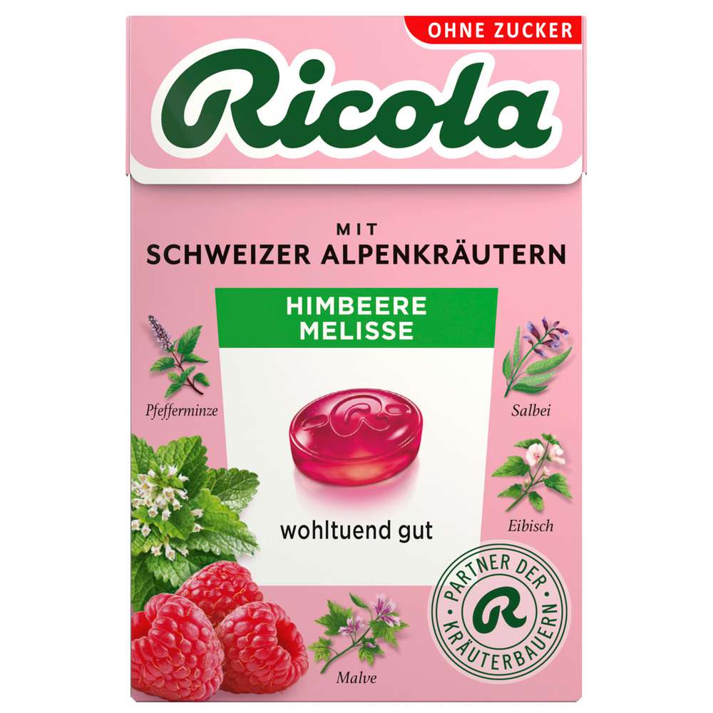 Produktabbildung Ricola Bonbons Himbeere-Melisse, zuckerfrei