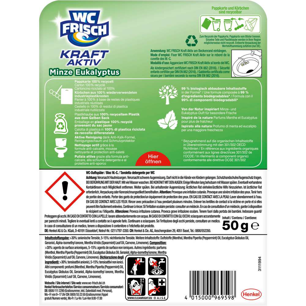 Produktabbildung WC Frisch WC Duftspüler Kraft Aktiv Pro Nature, Minze Eukalyptus