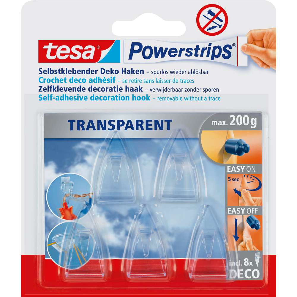 Produktabbildung tesa Selbstklebender-Deko-Haken Powerstrips, Transparent