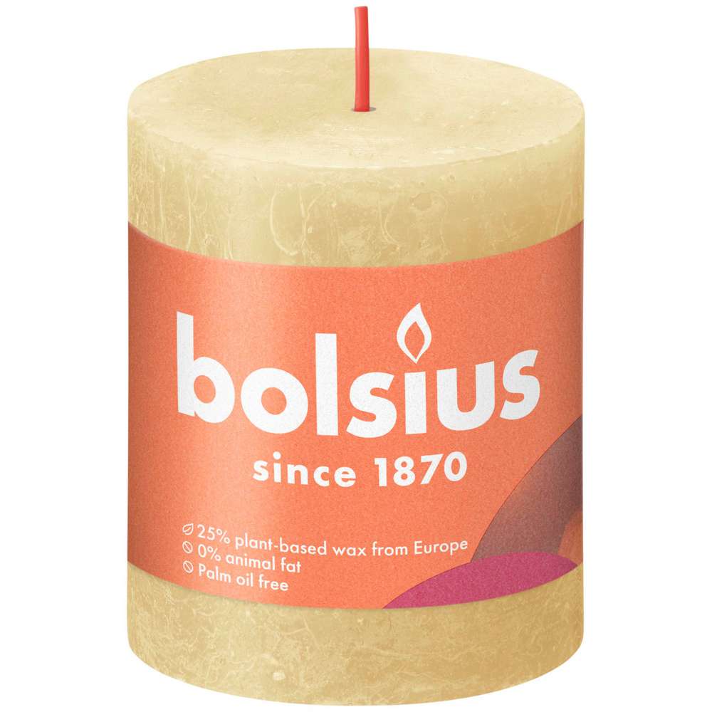 Produktabbildung Bolsius Rustik Kerze 8x6,8cm, haferbeige