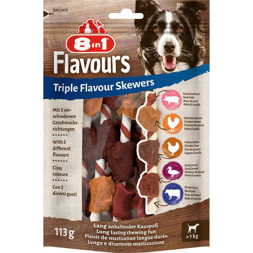 Produktabbildung 8in1 Hunde-Snack Triple Flavour, Spieße