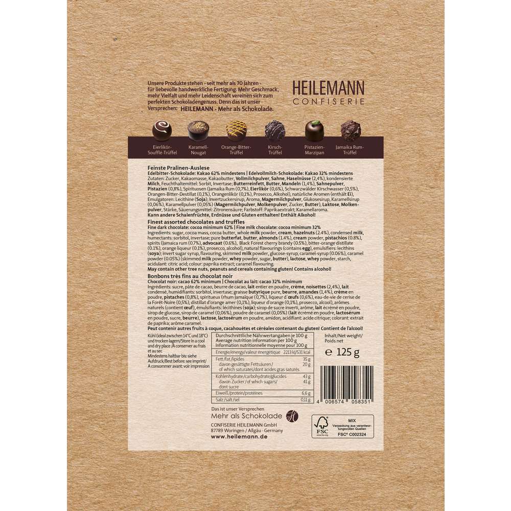 Produktabbildung Heilemann Confiserie Praliné Composition Edelbitter