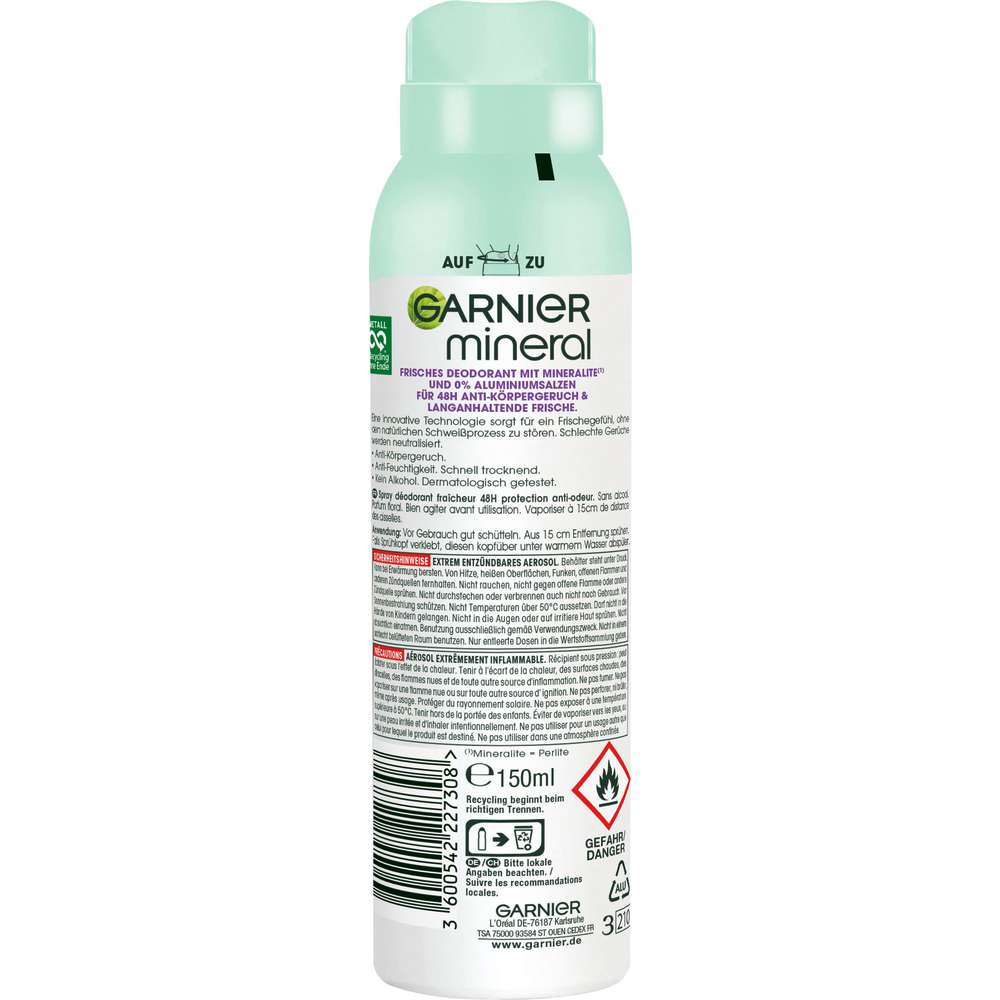 Produktabbildung Garnier Deospray mineral, pure Frische