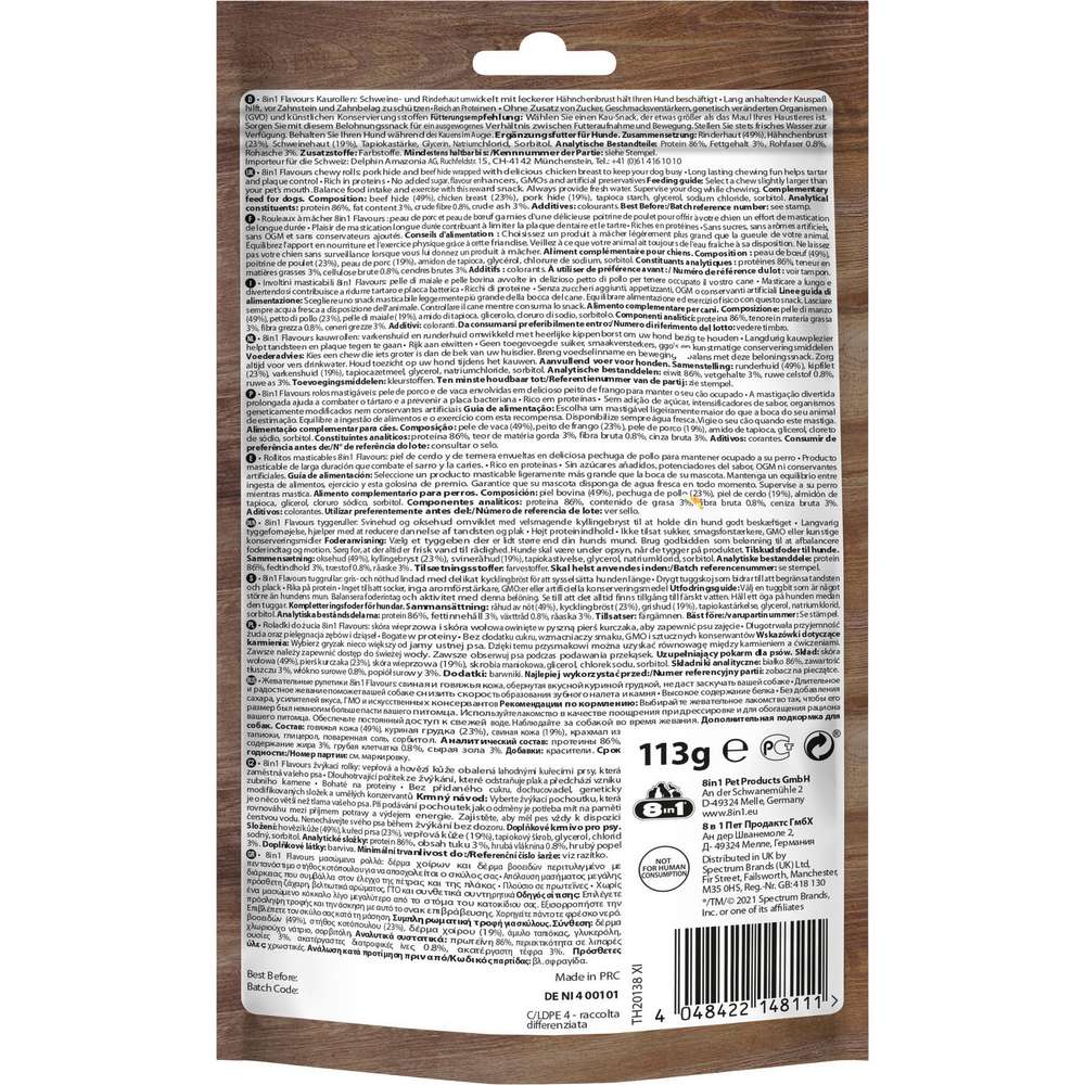 Produktabbildung 8in1 Hunde-Snack Kauknoten, Chicken, Beef und Pork