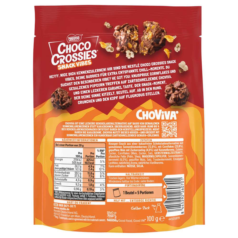 Produktabbildung Nestlé Choco Crossies Snack Vibes, Salted Popcorn Caramel