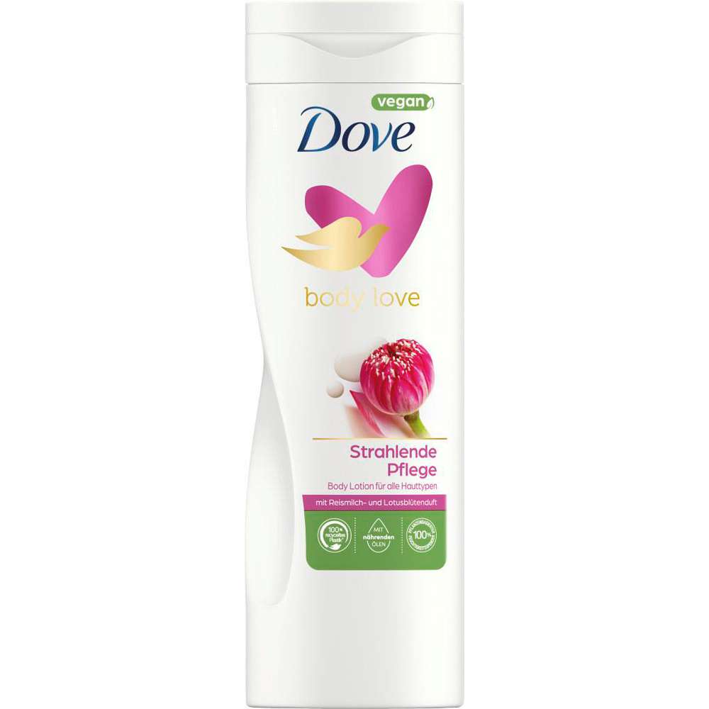 Produktabbildung Dove Bodylotion Body Love Strahlendes Ritual, alle Hauttypen, Reismilch-Lotusblüte