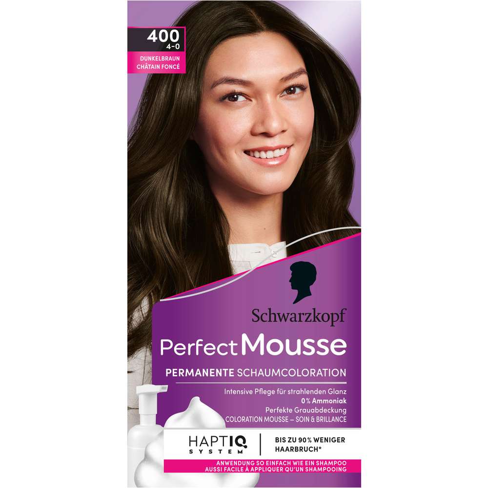 Produktabbildung Schwarzkopf Haarfarbe Perfect Mousse, 400 Dunkelbraun
