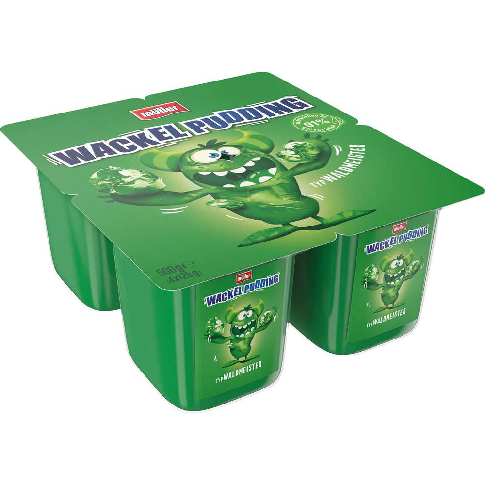 Produktabbildung Müller Wackelpudding, Waldmeister, 4 x 125g