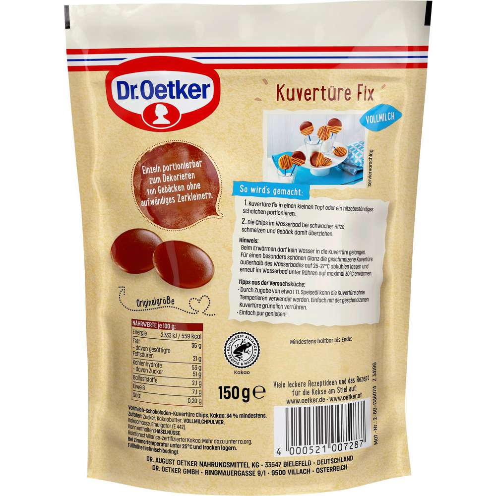 Produktabbildung Dr. Oetker Kuvertüre, Vollmilch