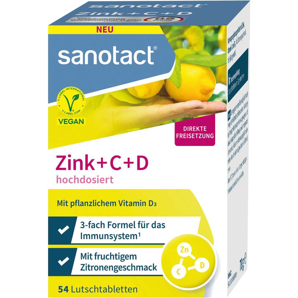 Produktabbildung sanotact Lutschtabletten Zink+C+D