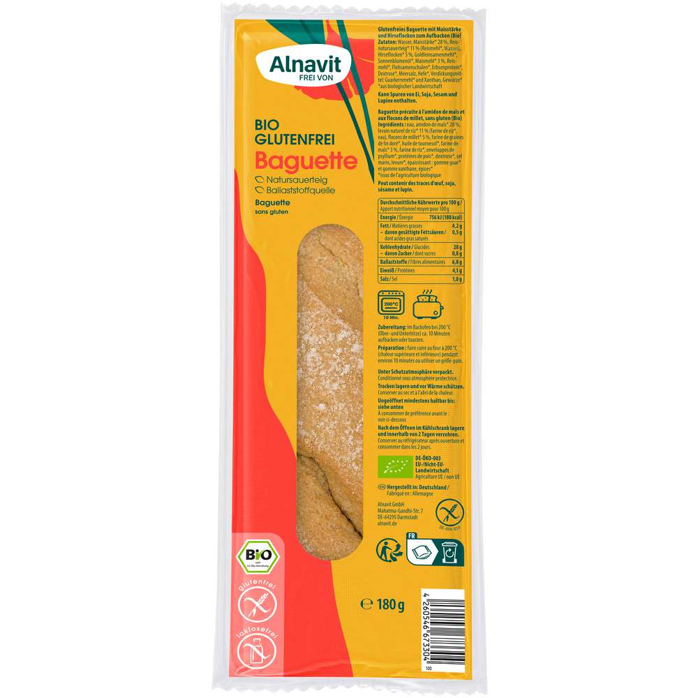 Produktabbildung Alnavit Bio Aufback-Baguette, Glutenfrei