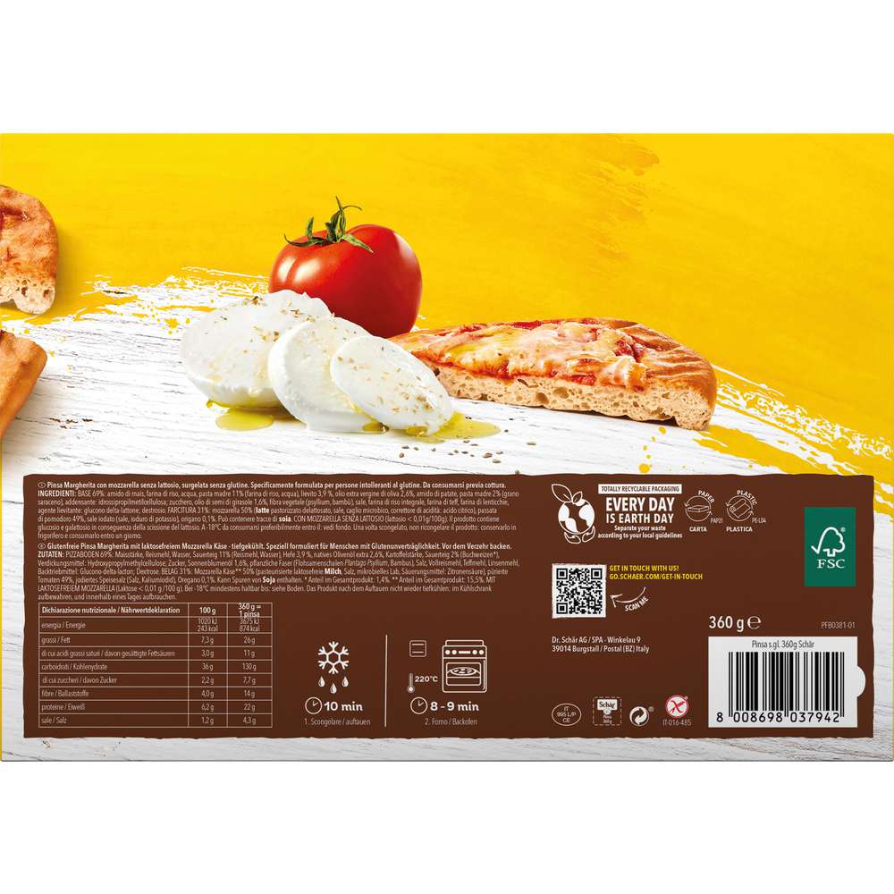 Produktabbildung Schär Pinsa Margherita glutenfrei, tiefgekühlt