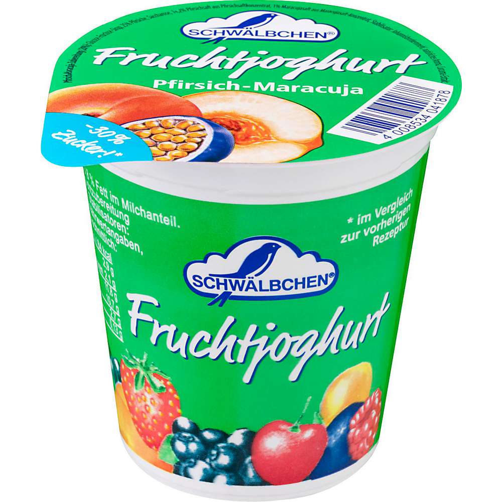 Produktabbildung Schwälbchen Fruchtjoghurt fein gerührt Pfirsich-Maracuja 3,8% Fett