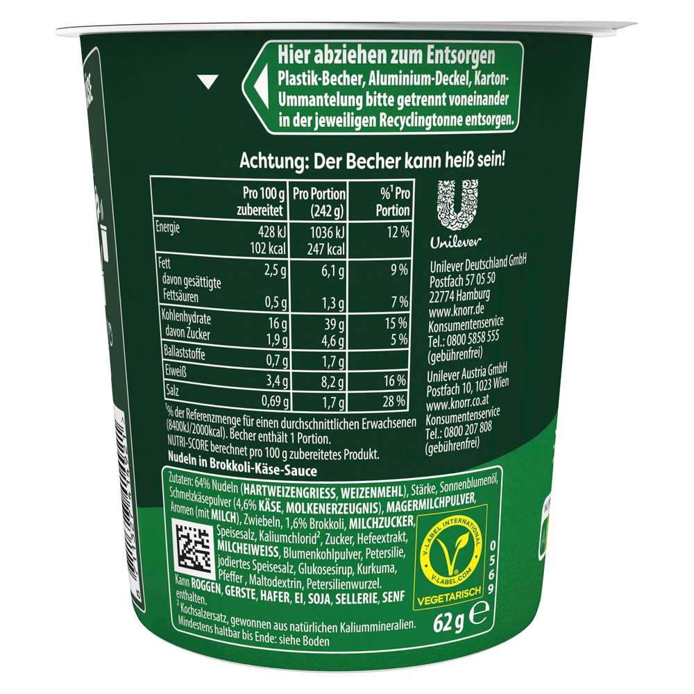 Produktabbildung Knorr Fertiggericht Pasta Snack, Brokkoli-Käse-Sauce