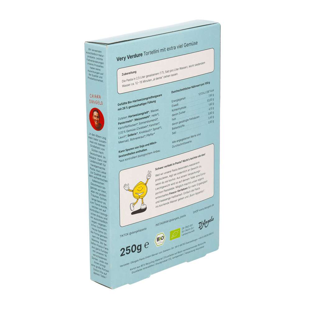 Produktabbildung D'Angelo Bio Tortellini Gemüse