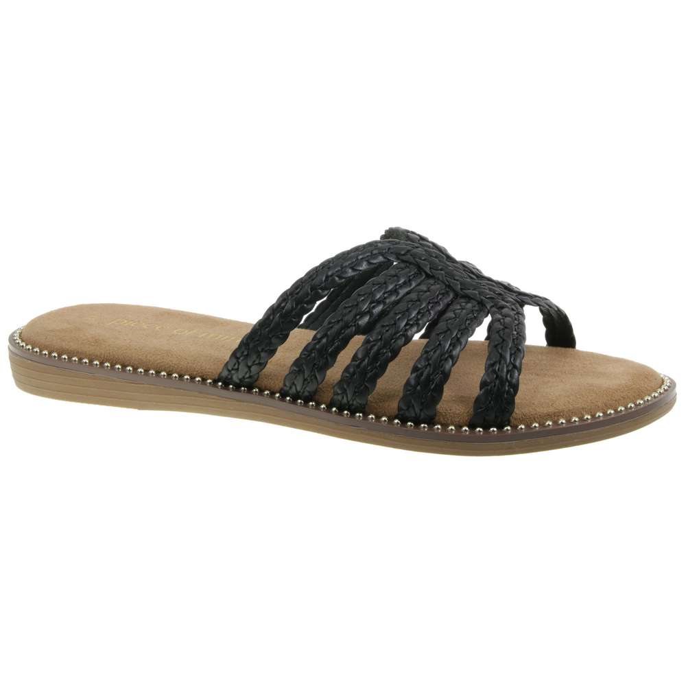 Produktabbildung keine Marke Damen-Pantolette, weiß & schwarz, verschiedene Größen