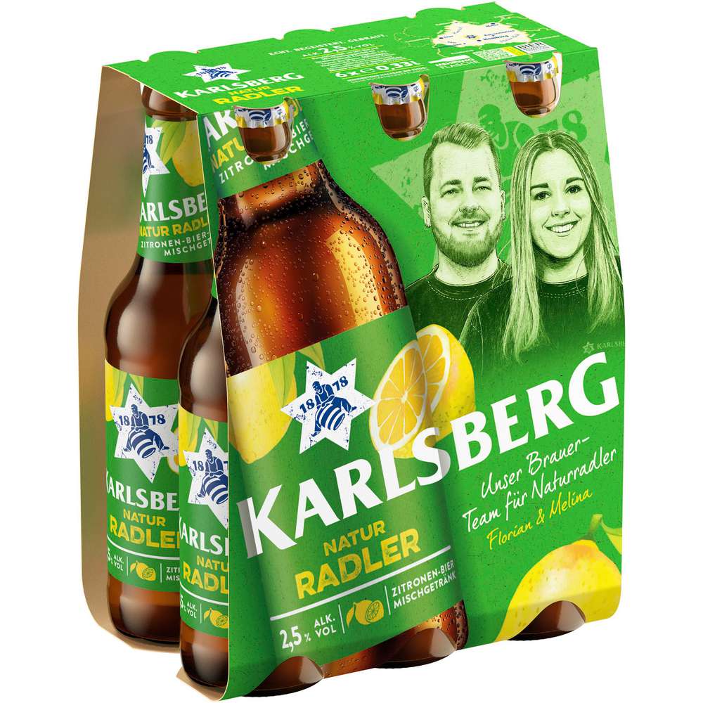 Produktabbildung Karlsberg Biermischgetränk, Naturradler 2,5 %, 6 x 0,33l (6x 0,330 Liter)