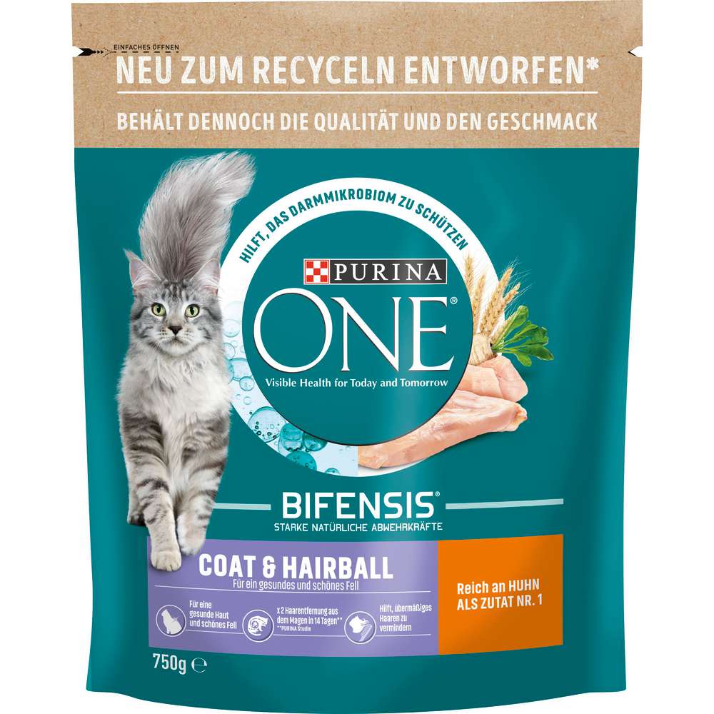 Produktabbildung Purina Katzenfutter One, Coat & Hairball Huhn