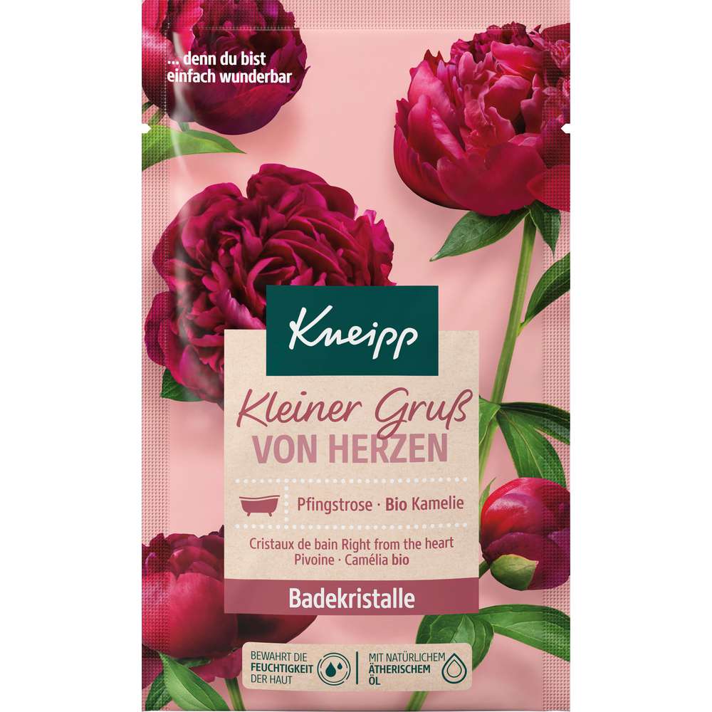 Produktabbildung Kneipp Badekristalle, Kleiner Gruß von Herzen, Pfingstrose & Kamelie