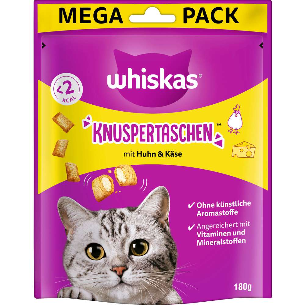 Produktabbildung Whiskas Katzen-Snack Knuspertaschen, Huhn/Käse