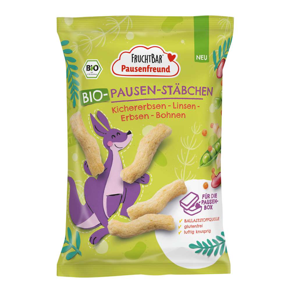 Produktabbildung Fruchtbar Bio-Pausen-Stäbchen, Kichererbsen-Linsen-Erbsen-Bohnen