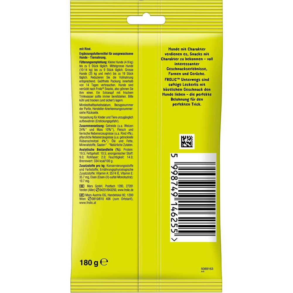 Produktabbildung Frolic Hunde-Snacks Unterwegs, Rind