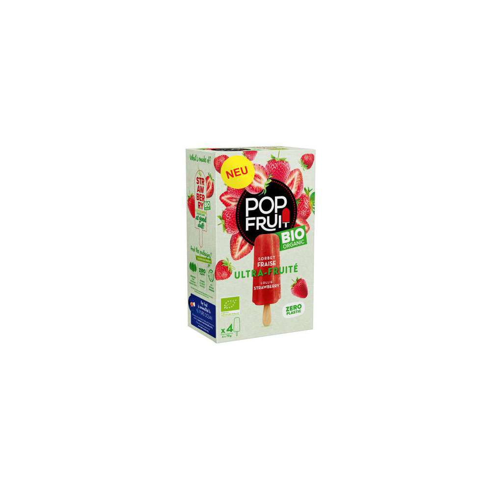 Produktabbildung Popfruit Bio Sorbet-Eis Erdbeere