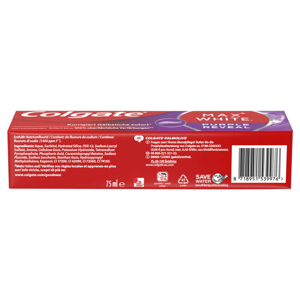Produktabbildung Colgate Zahncreme Max White, Purple Reveal