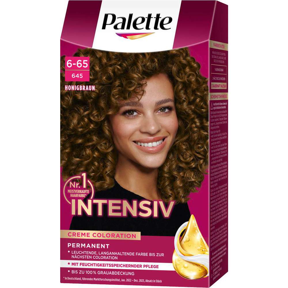 Produktabbildung Poly Palette Haarfarbe Creme Coloration, 645 Honigbraun
