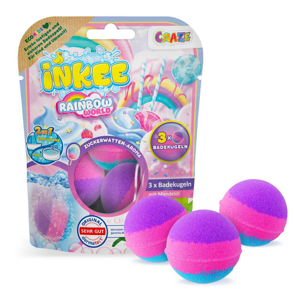 Produktabbildung INKEE Badekugeln Rainbow World mit Mandelöl