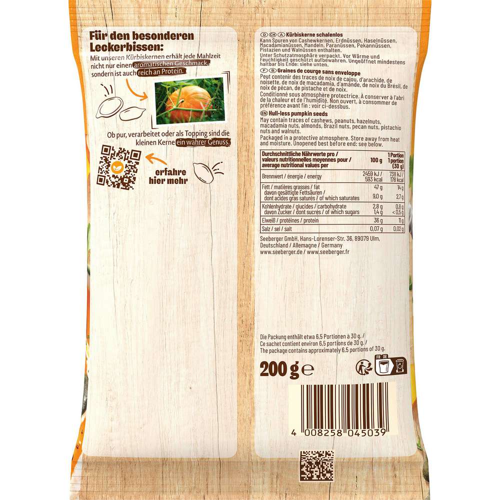 Produktabbildung Seeberger Kürbiskerne, schalenlos