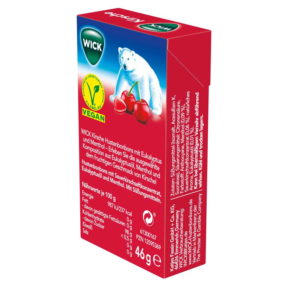 Produktabbildung Wick Bonbons Kirsche-Eukalyptus, ohne Zucker