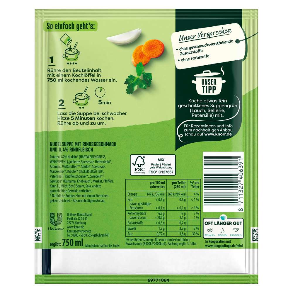 Produktabbildung Knorr Gewürzmischung Suppenliebe, Suppe mit Rind