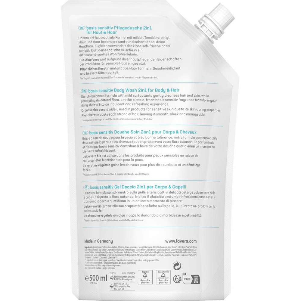 Produktabbildung lavera Nachfüllbeutel, 2 in 1 Pflegedusche sensitiv