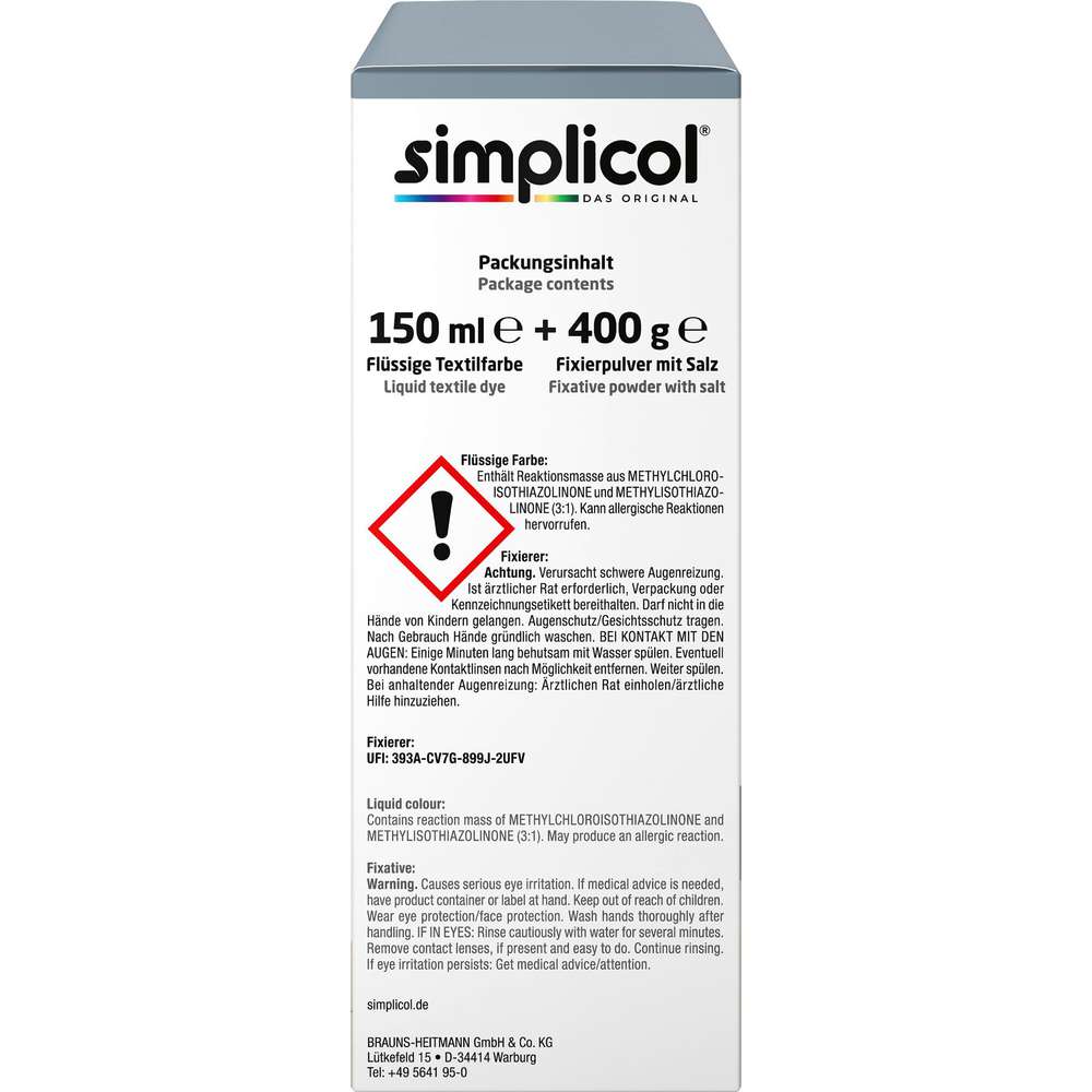 Produktabbildung simplicol Textilfarbe Intensiv, elegant grau