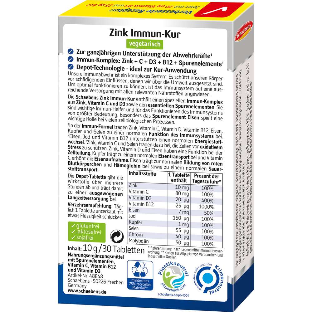 Produktabbildung Schaebens Immun-Kur, Zink + Spurenelemente, Mini-Tabletten