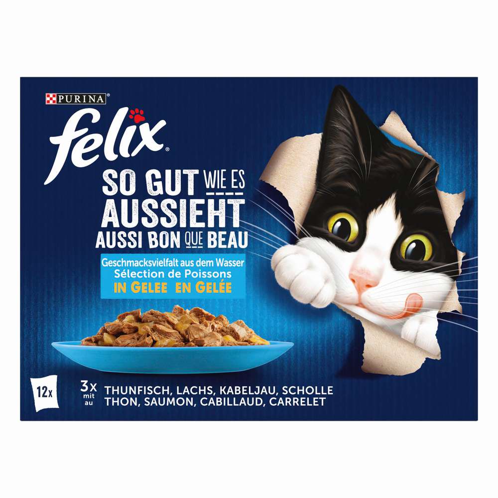 Produktabbildung Purina Katzen-Nassfutter Felix, So gut wie es aussieht, Fischvielfalt in Gelee