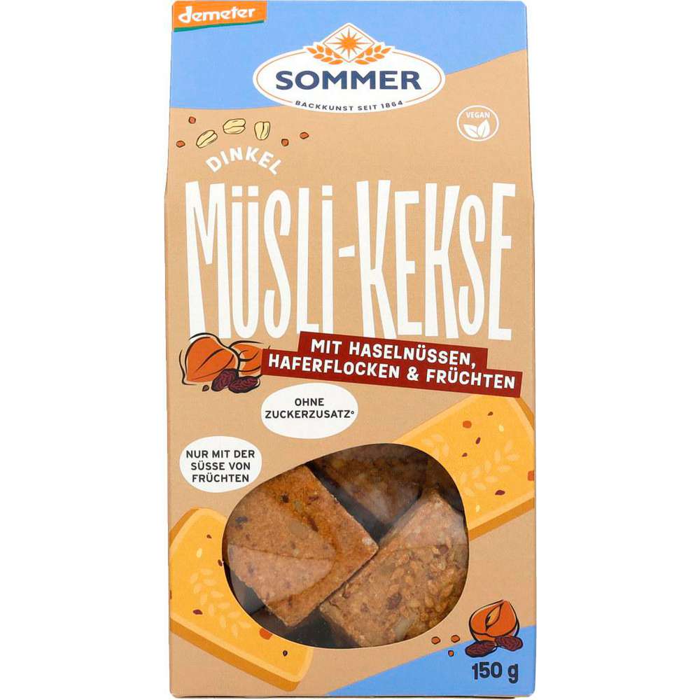 Produktabbildung Sommer Demeter Dinkel Müsli-Kekse Haselnüsse