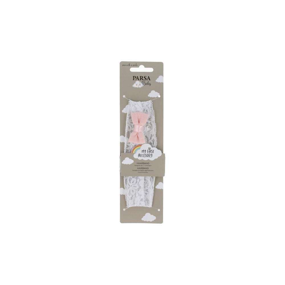 Produktabbildung Parsa Beauty Haarband weiß Spitze rosa Schleife
