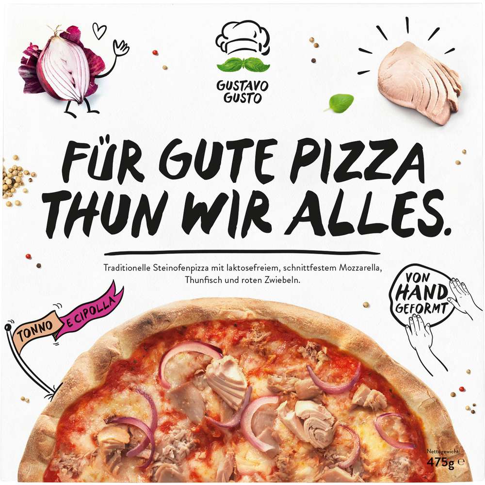 Produktabbildung Gustavo Gusto Steinofenpizza Tonno e Cipolla, tiefgekühlt