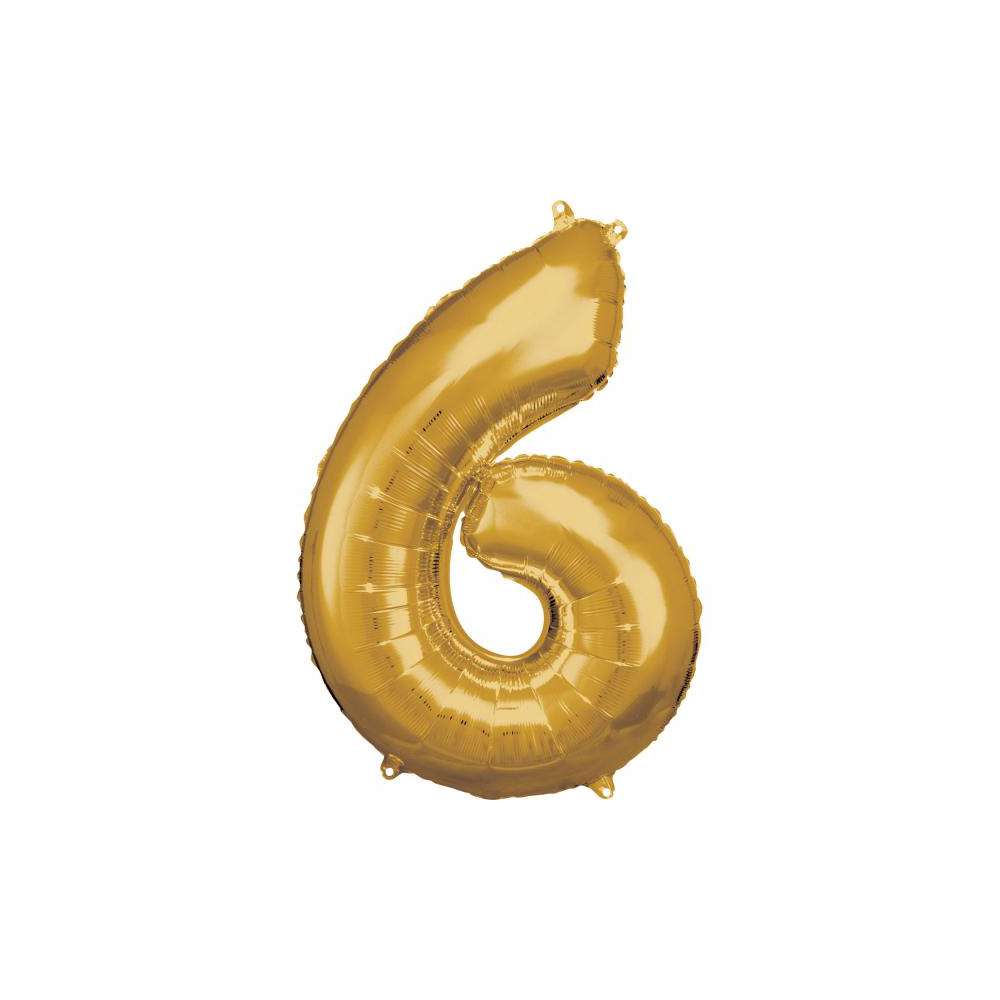 Produktabbildung amscan Folienballon gold, große Nummer 6
